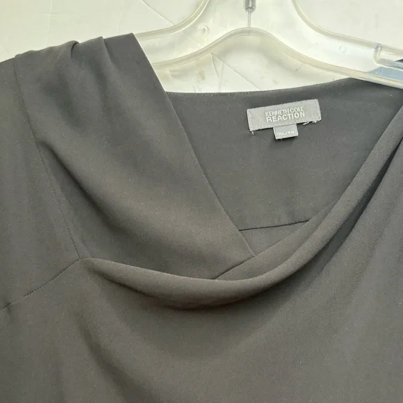 Kenneth Cole Lightweight Cowl Neck Flowy Oversized Tunic Blouse Side Slits Boho - Picture 8 of 16